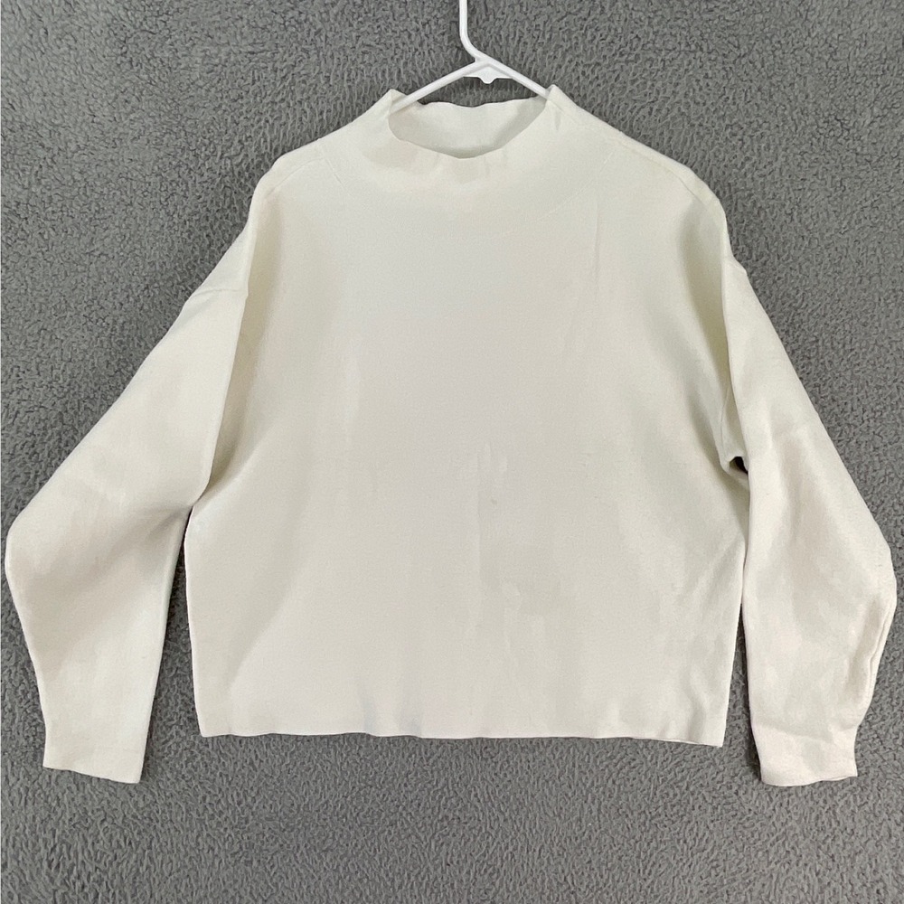 Maeve Anthropologie Mock Neck Sweater Women's M Ivory Relaxed Boxy Knit Top